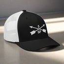 5th special forces group embroidered trucker hat. Embroidery design of two crossed arrows with a 5 above and SF below.
