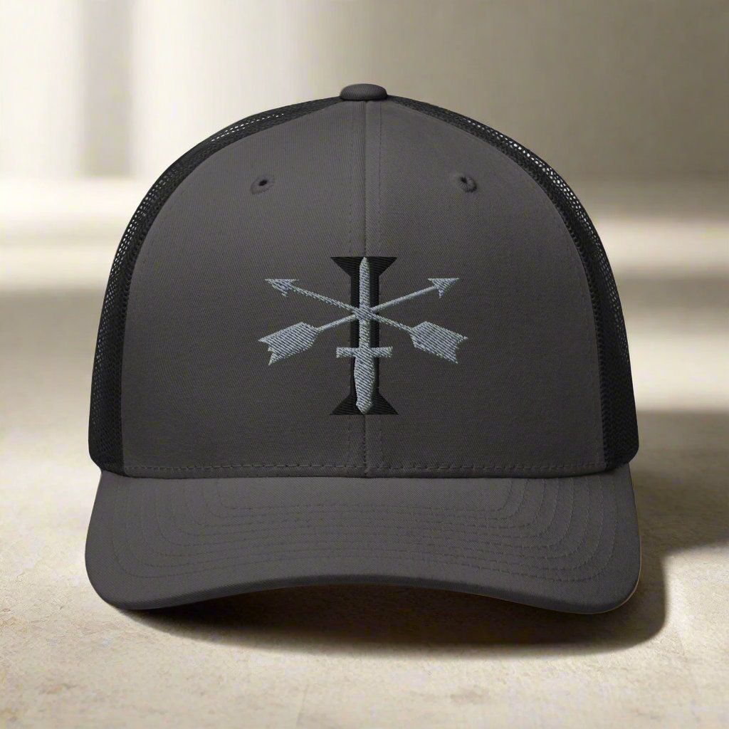 1st special forces snapback trucker hat with roman numeral design.