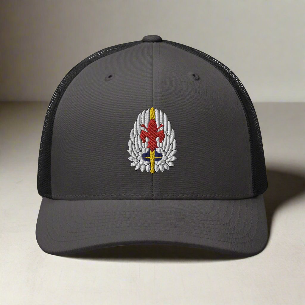 52nd aviation regiment insignia on a snapback trucker hat.