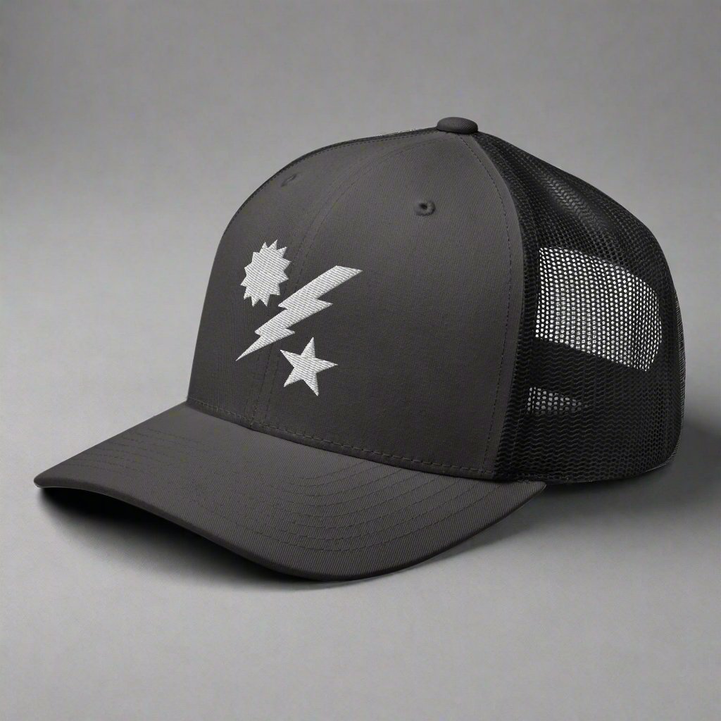 75th ranger regiment dui embroidered on a snapback trucker hat.