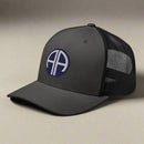82nd airborne insignia embroidered on a snapback trucker hat