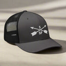 5th special forces group embroidered trucker hat. Embroidery design of two crossed arrows with a 5 above and SF below.