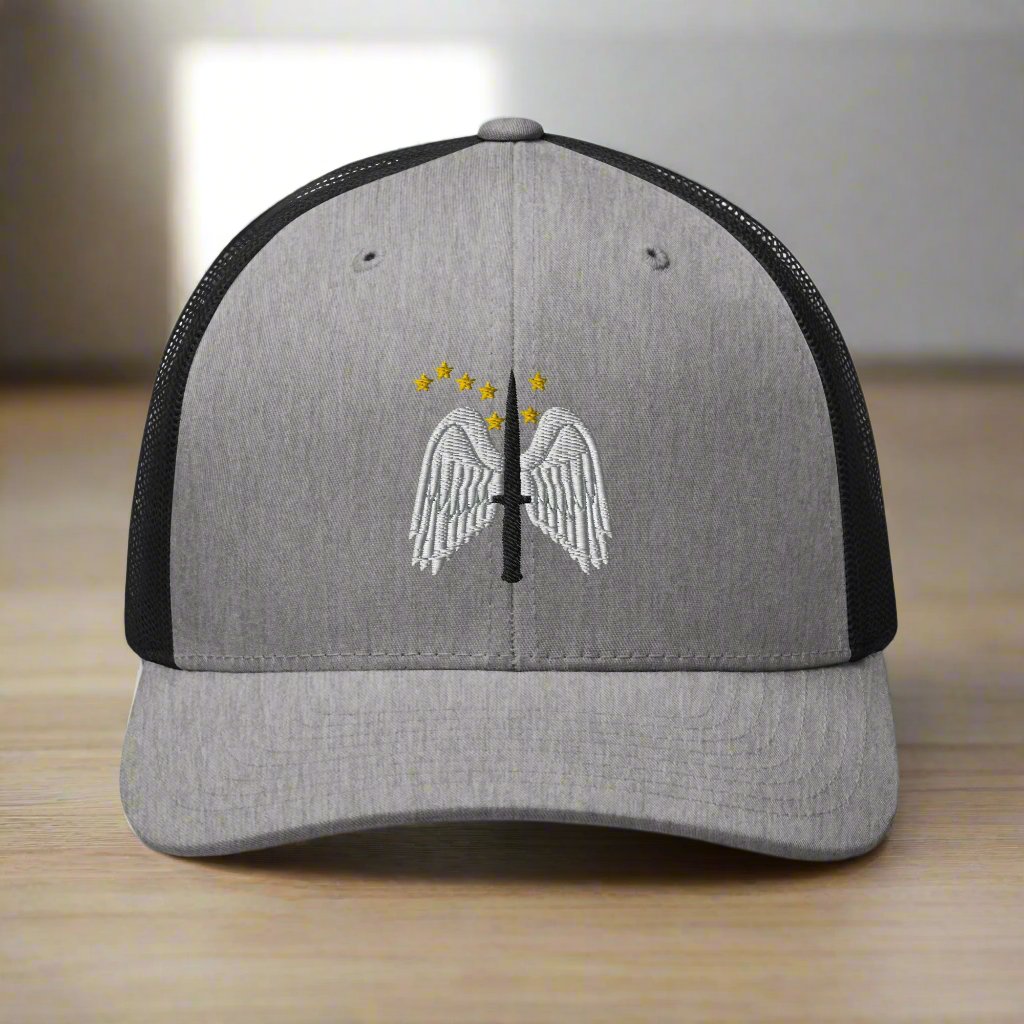 16th combat aviation brigade shoulder insignia embroidered on a snapback trucker hat.