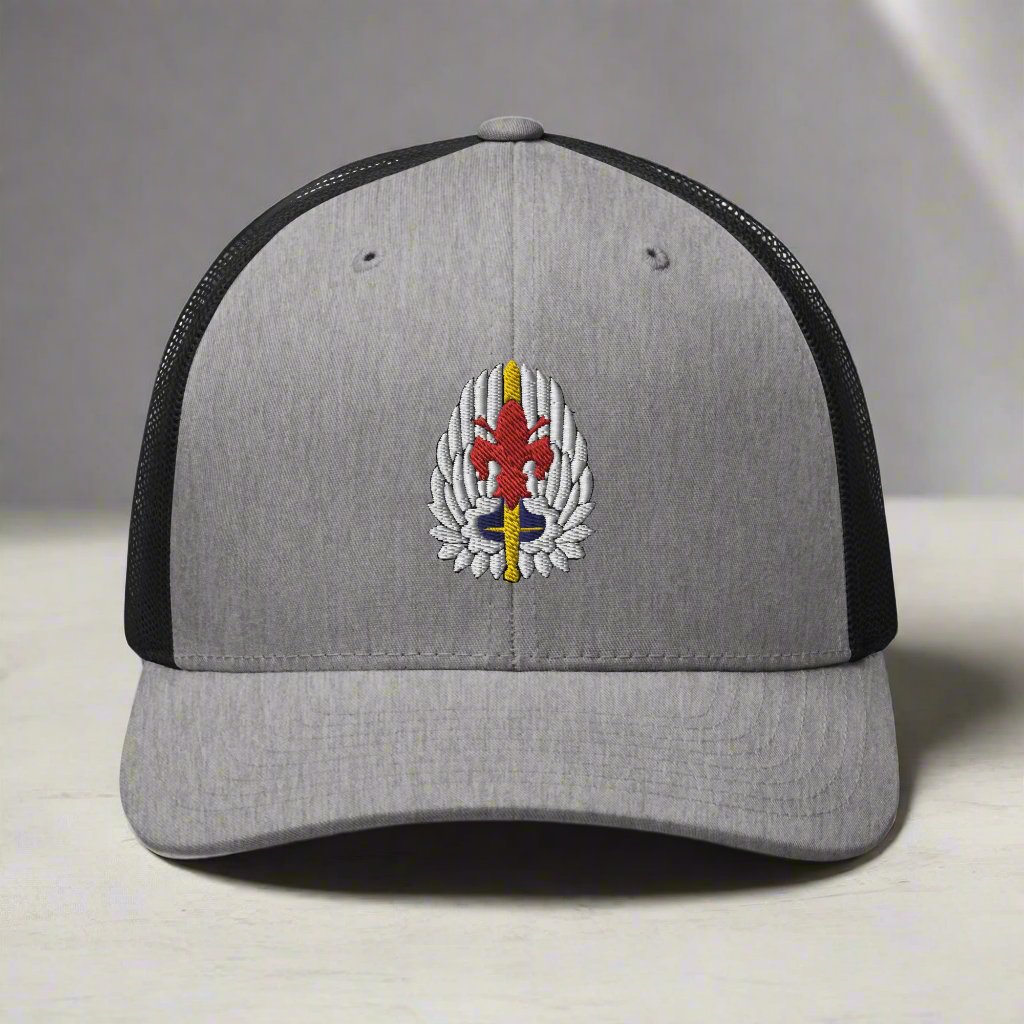 52nd aviation regiment insignia on a snapback trucker hat.