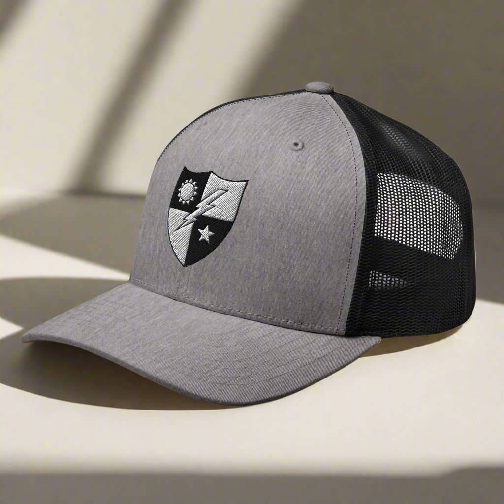 75th ranger regiment crest embroidered on a snapback trucker hat.