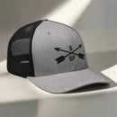5th special forces group embroidered trucker hat. Embroidery design of two crossed arrows with a 5 above and SF below.