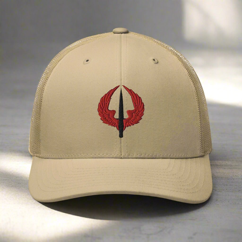 160th SOAR centaur insignia embroidered on a snapback trucker hat.