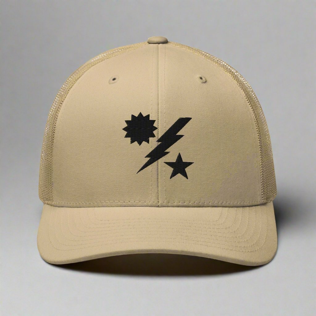 75th ranger regiment dui embroidered on a snapback trucker hat.