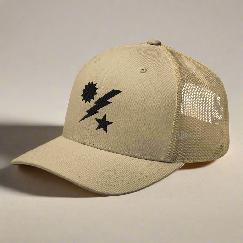 75th ranger regiment dui embroidered on a snapback trucker hat.