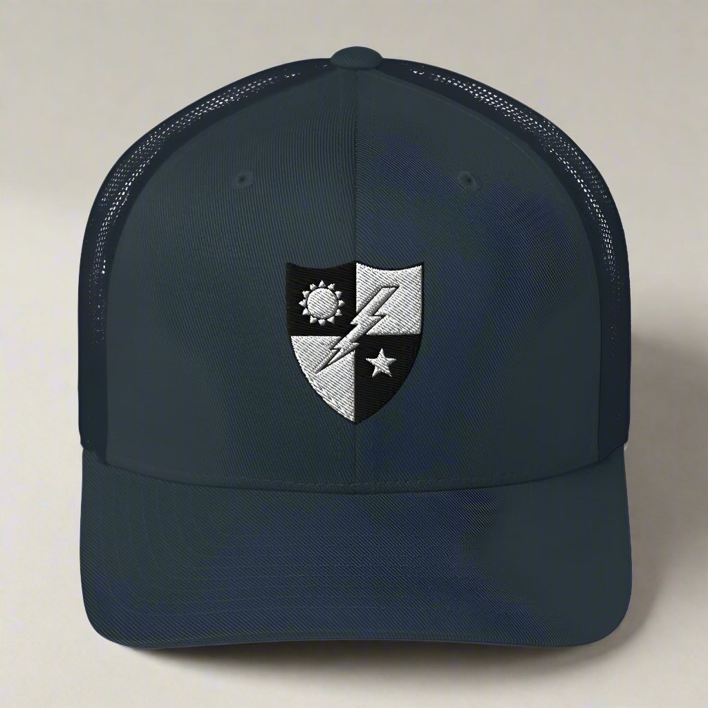 75th ranger regiment crest embroidered on a snapback trucker hat.