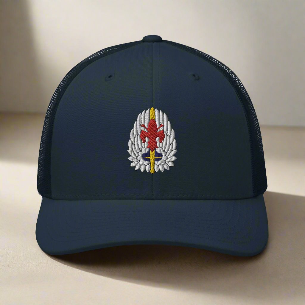 52nd aviation regiment insignia on a snapback trucker hat.