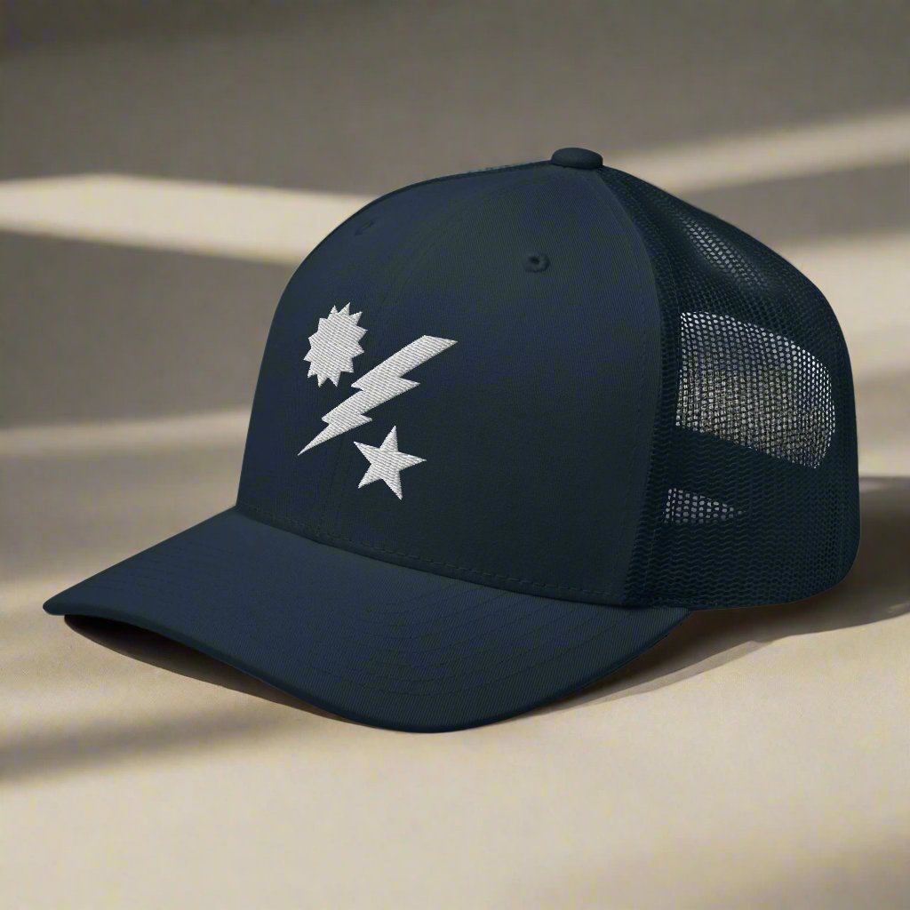 75th ranger regiment dui embroidered on a snapback trucker hat.