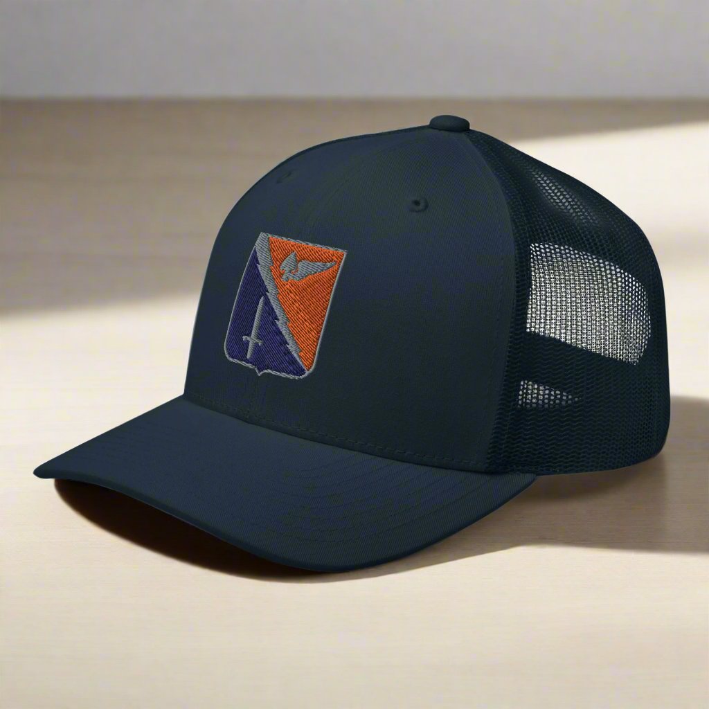 229th aviation regiment insignia snapback trucker hat.