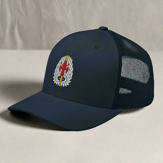 52nd aviation regiment insignia on a snapback trucker hat.