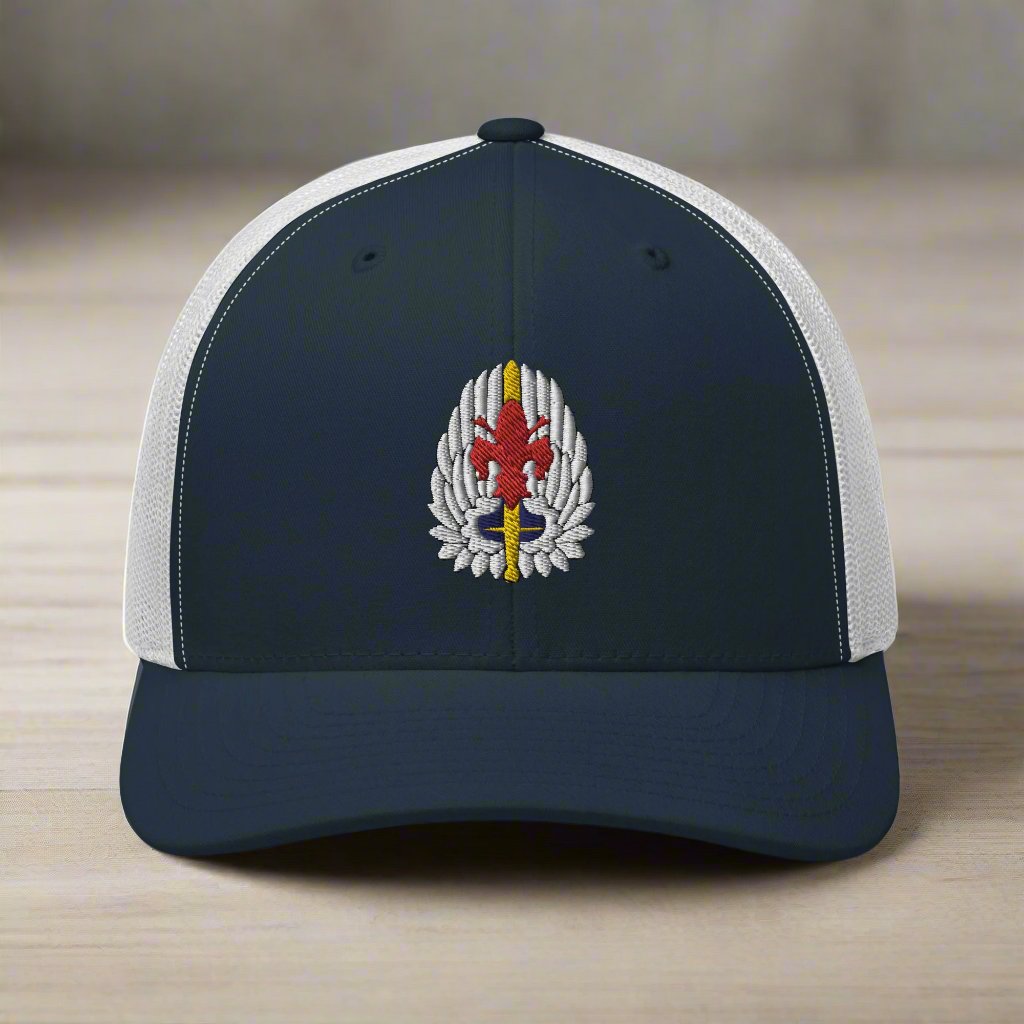 52nd aviation regiment insignia on a snapback trucker hat.