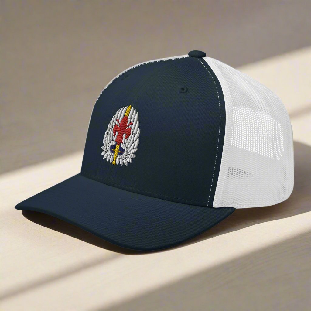 52nd aviation regiment insignia on a snapback trucker hat.