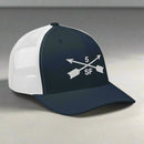 5th special forces group embroidered trucker hat. Embroidery design of two crossed arrows with a 5 above and SF below.