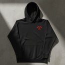 black pullover hoodie with army rangers rltw crossed tomahawks design on the left chest. 