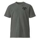 gray t-shirt with army rangers rltw tomahawk design on the left chest 