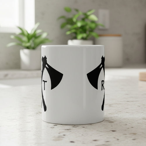 11oz white coffee mug with army rangers rltw and tomahawk design