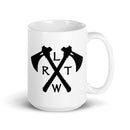15oz white coffee mug with army rangers rltw and tomahawk design