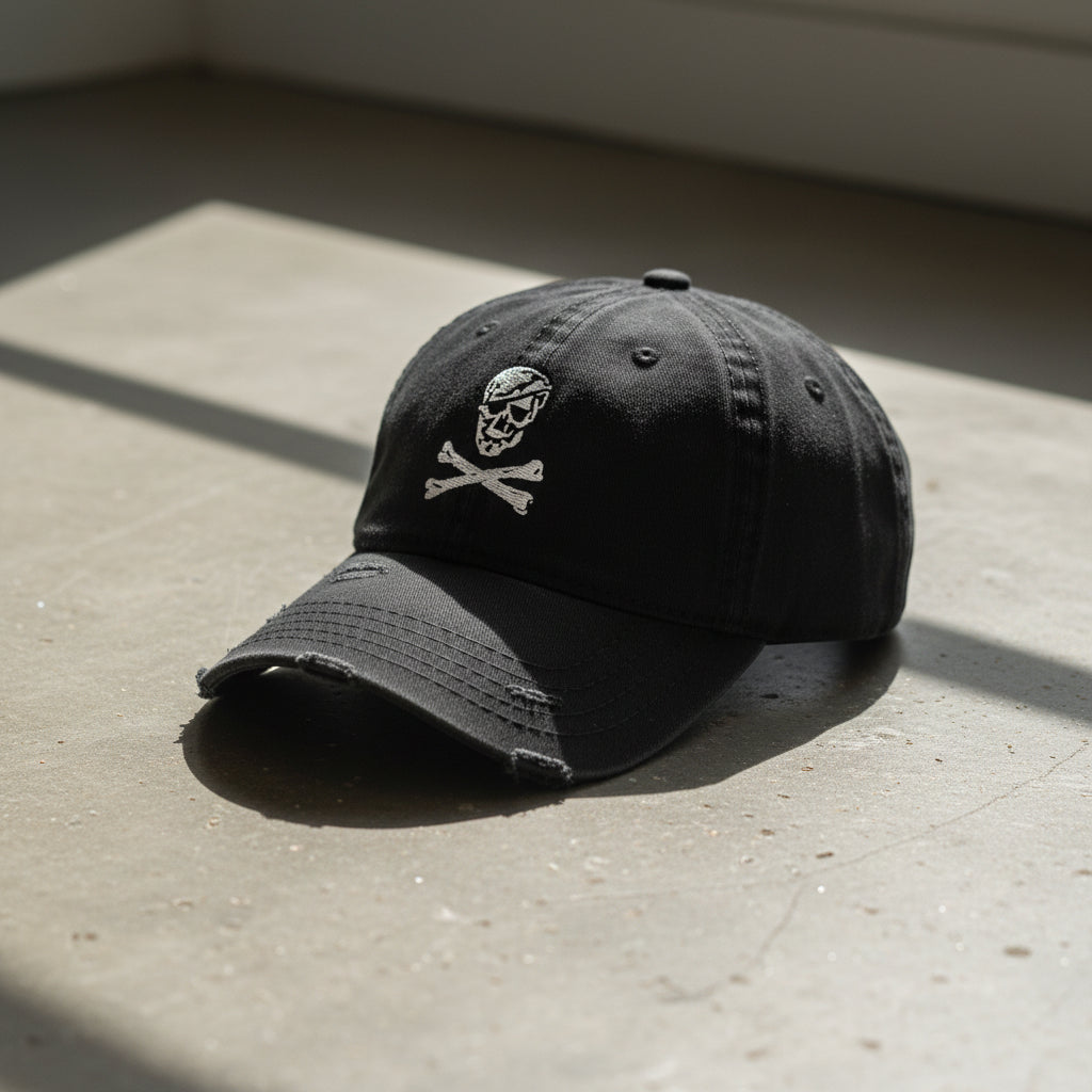 Skull and Crossbones Distressed Dad Hat