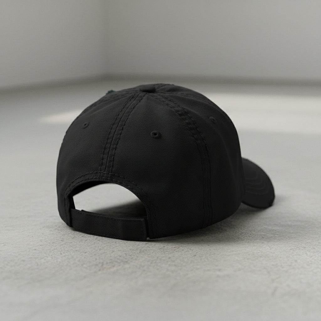 distressed dad hat with skull and crossbones logo