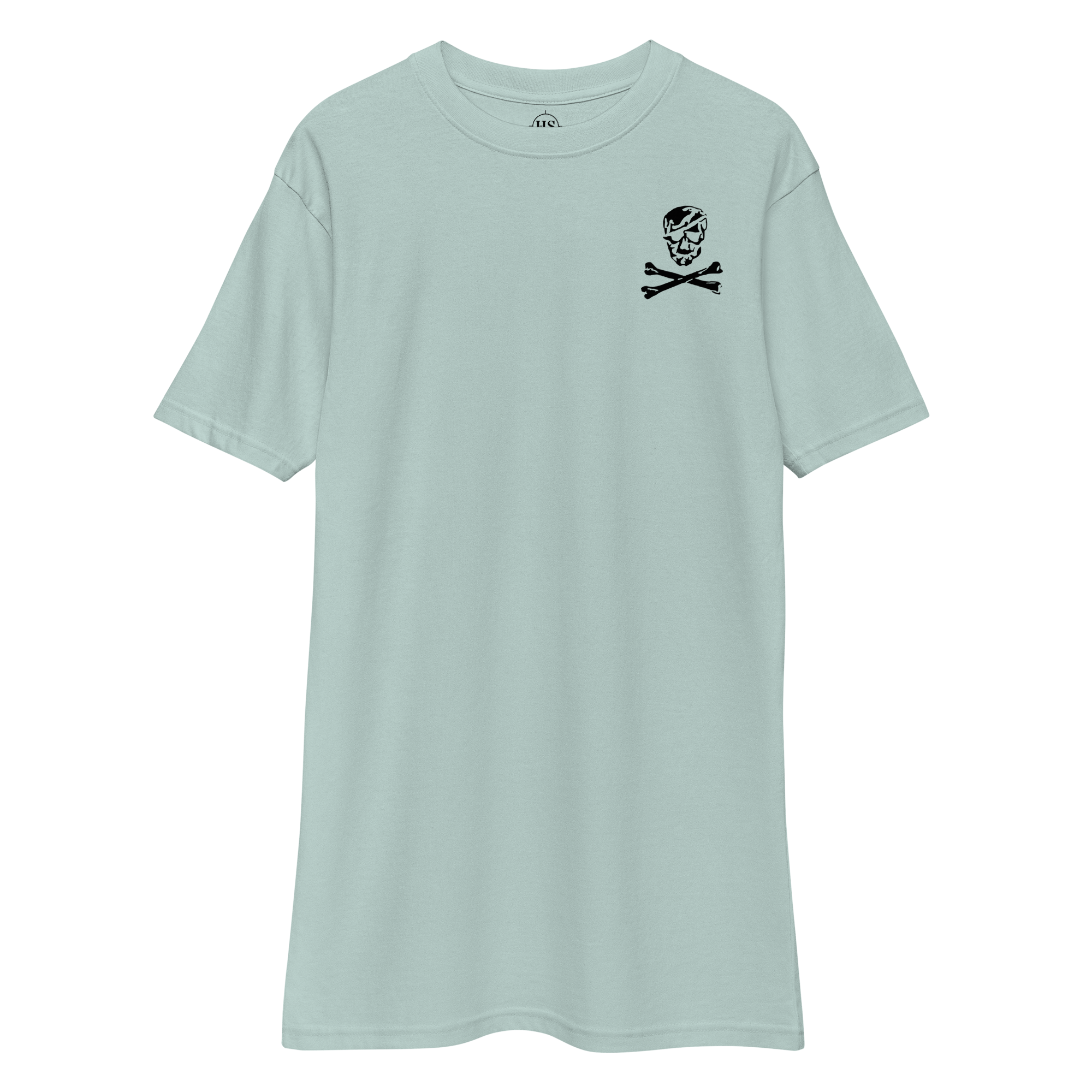 agave t-shirt with skull and crossbones design on the left chest