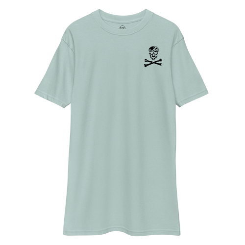 agave t-shirt with skull and crossbones design on the left chest