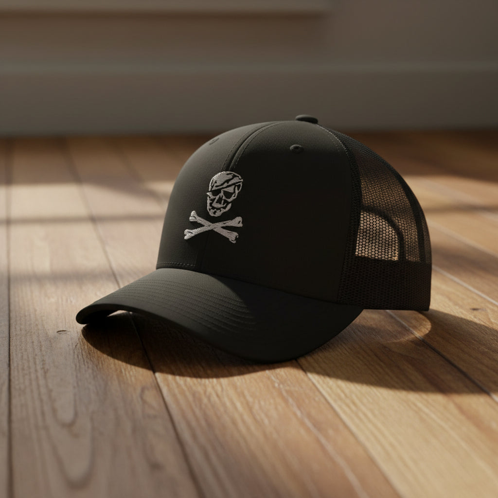 Jolly Roger Skull and Bones Snapback Trucker Hat