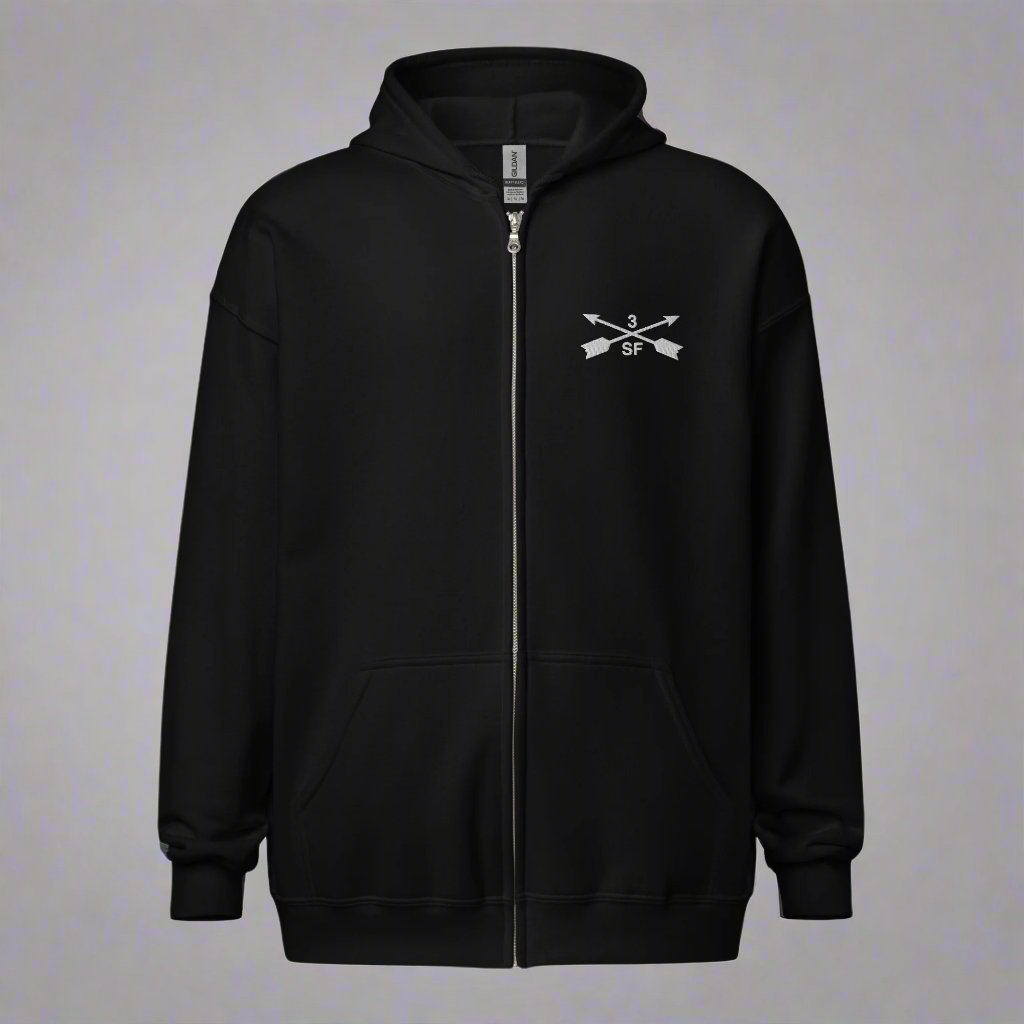 Hoodie with embroidered design of 3rd special forces group insignia. 