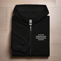Custom personalized hoodie with embroidered left chest design