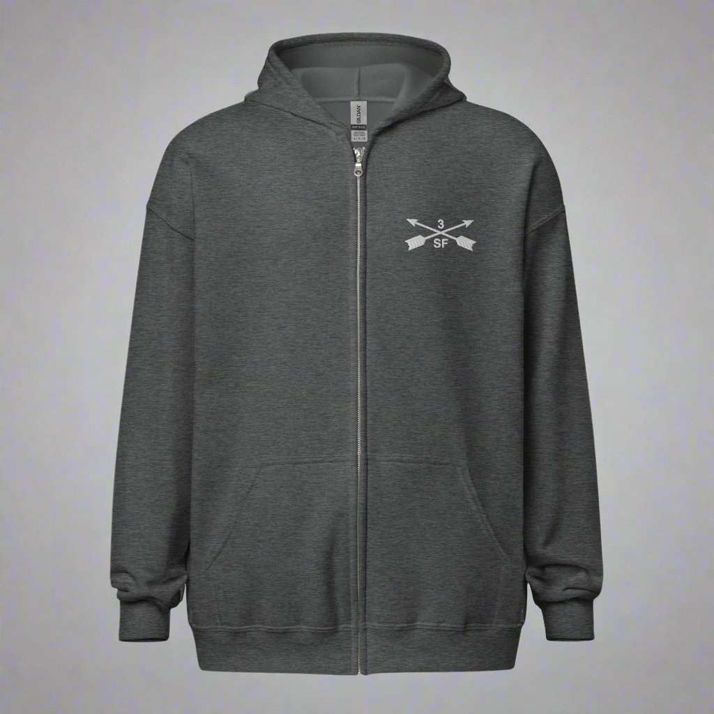 Hoodie with embroidered design of 3rd special forces group insignia. 