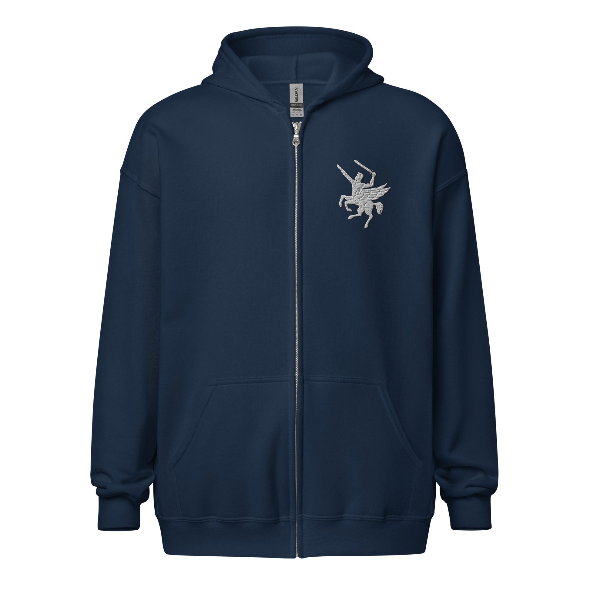 Embroidered 160th SOAR insignia of the sword wielding centaur on a full zip hoodie.