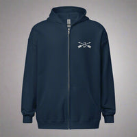 Hoodie with embroidered design of 19th special forces group insignia. 