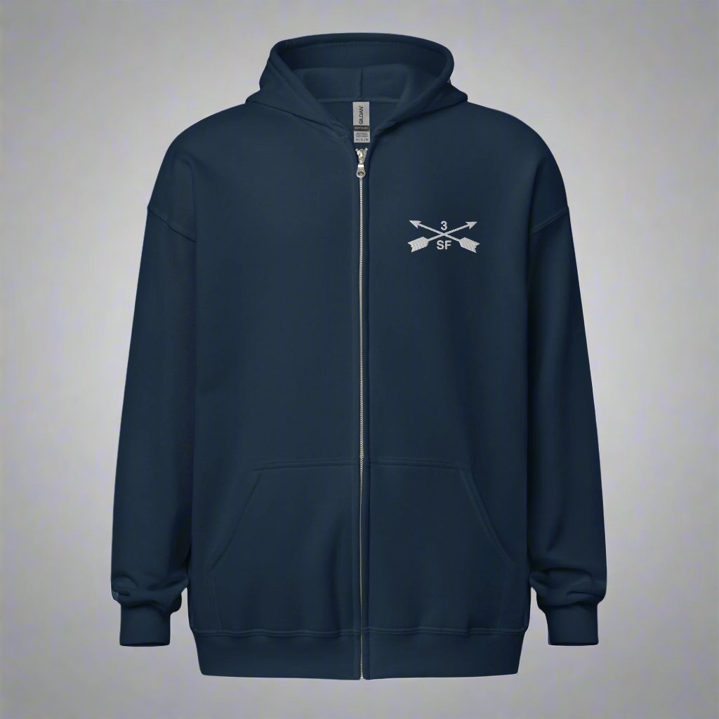 Hoodie with embroidered design of 3rd special forces group insignia. 