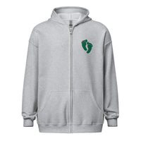 Pararescue PJ green feet embroidered on the left chest of a full zip hoodie
