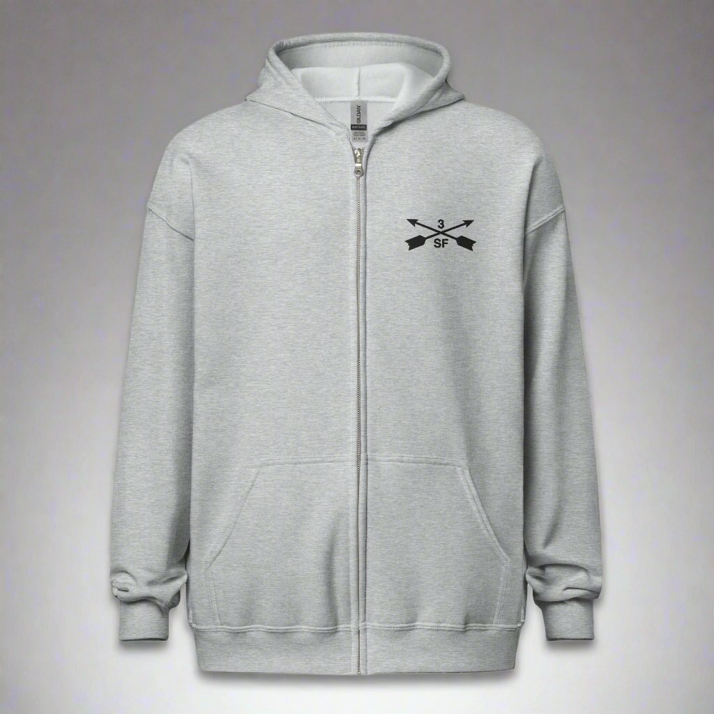 Hoodie with embroidered design of 3rd special forces group insignia. 