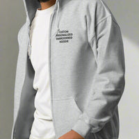 Custom personalized hoodie with embroidered left chest design
