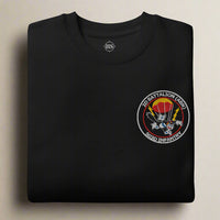 black sweatshirt embroidered with 503d infantry 2d battalion insignia.
