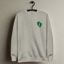 PJ green feet embroidered on a sweatshirt