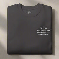 Sweatshirt with personalized design and text on the left chest