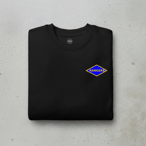 black sweatshirt with army rangers world war 2 blue diamond
