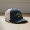 World War 2 blue ranger diamond embroidered on a snapback trucker hat.