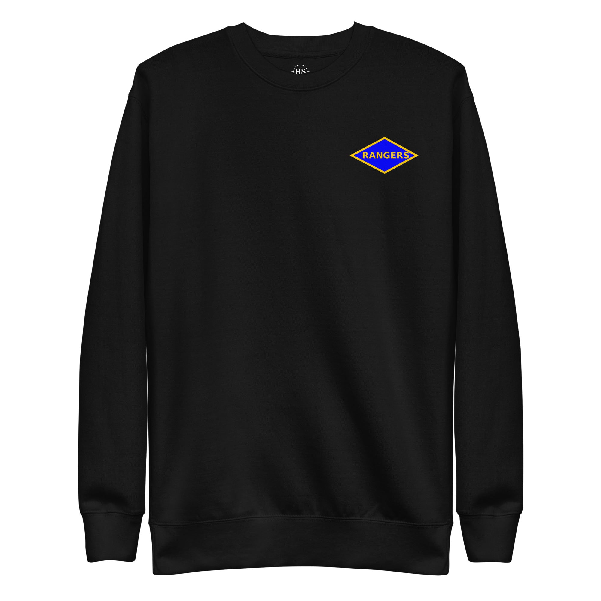 black sweatshirt with army rangers world war 2 blue diamond