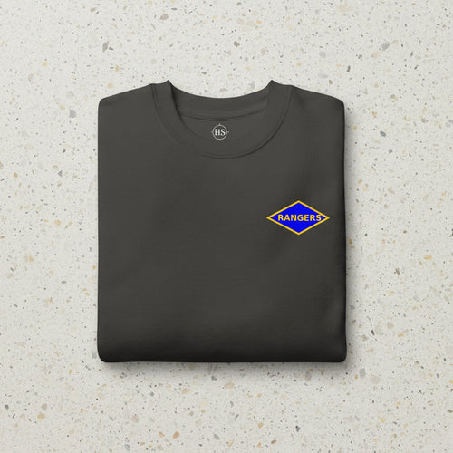 gray sweatshirt with army rangers world war 2 blue diamond